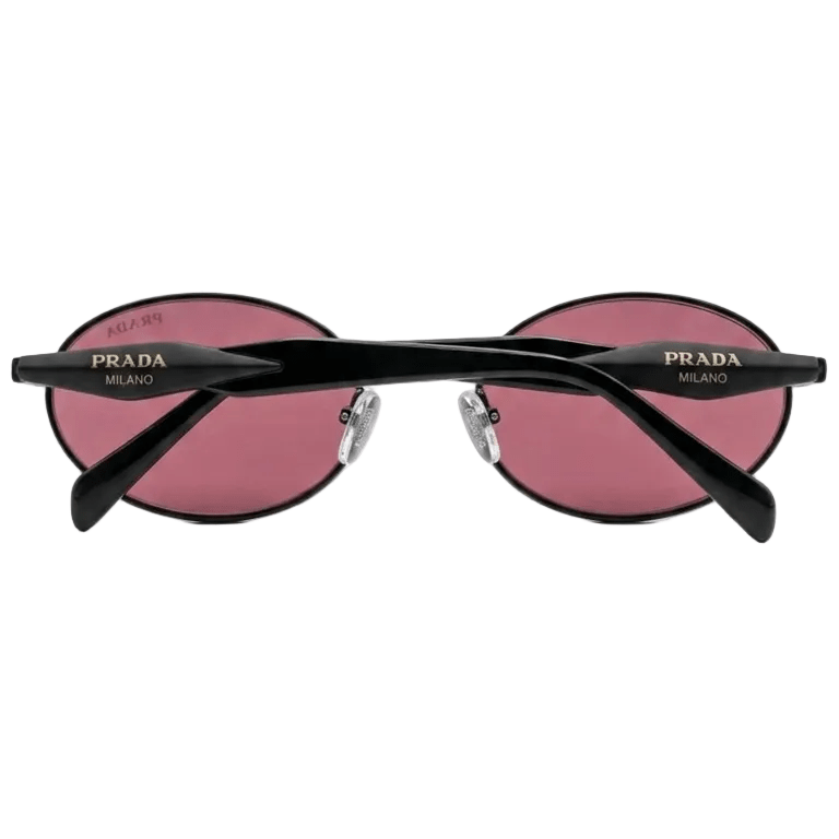 Prada Oval-Shaped Sunglasses In Black With Bink Lenses 3