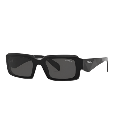 Prada Rectangle Sunglasses - Black Frame, Grey Lenses