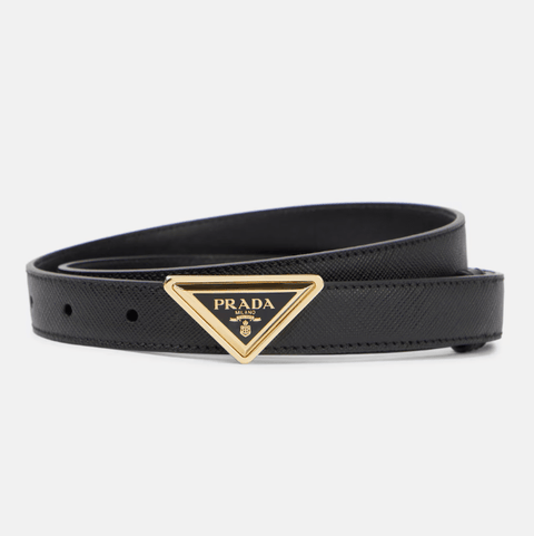 Prada Saffiano - Leather Gold BeltL - BEAUTY BAR