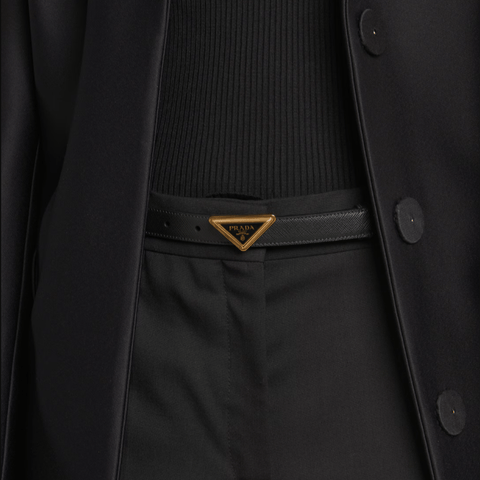 Prada Saffiano - Leather Gold BeltL - BEAUTY BAR
