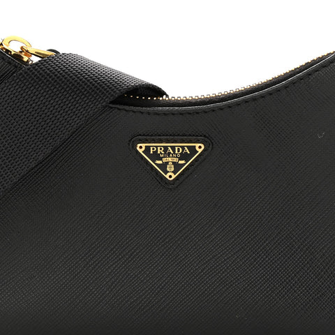 Prada Saffiano Lux Mini Shoulder Bag Black - BEAUTY BAR