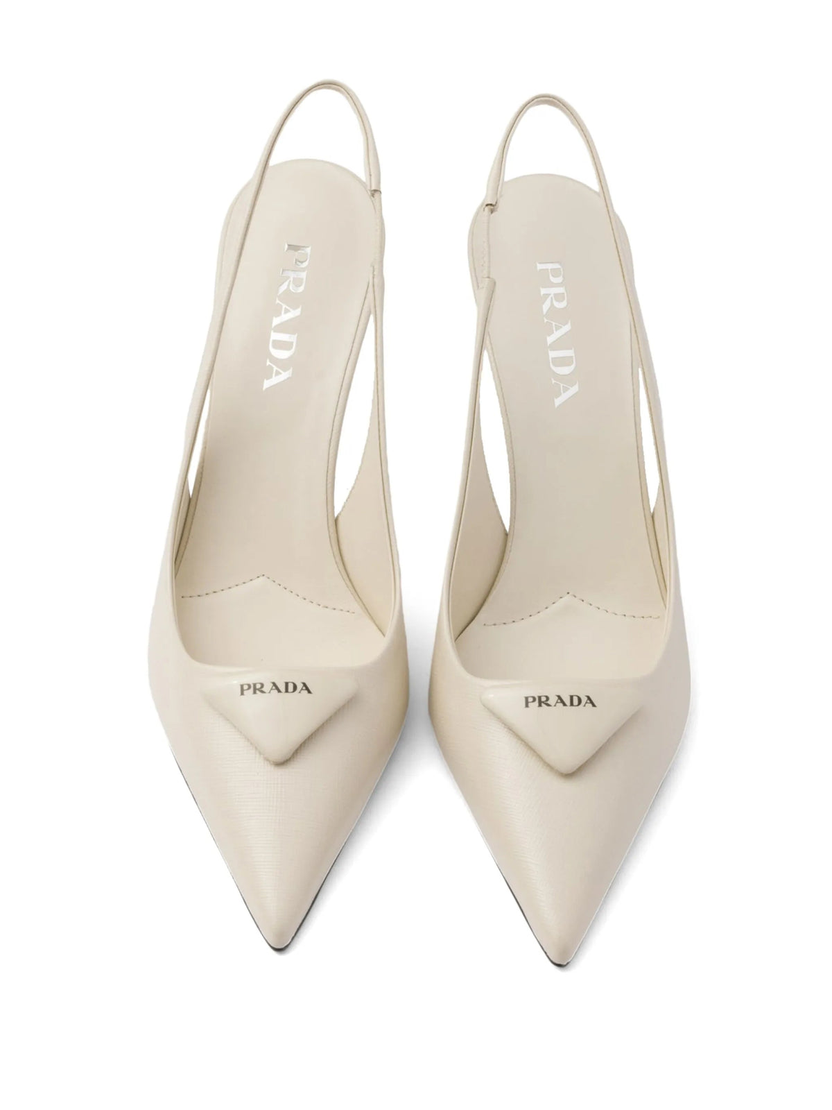 Prada Saffiano Patent Leather Slingback Pumps Beige 5