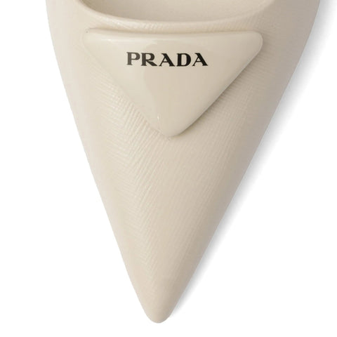 Prada Saffiano Patent Leather Slingback Pumps Beige 75mm - BEAUTY BAR