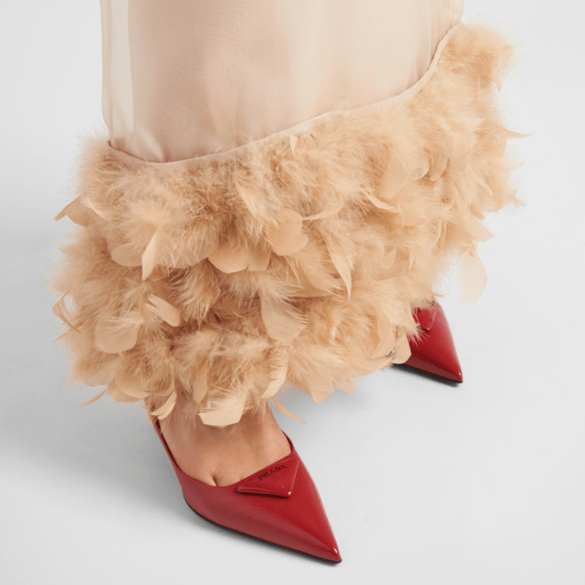 Prada Saffiano Patent Leather Slingback Pumps Cherry Red 75mm 3