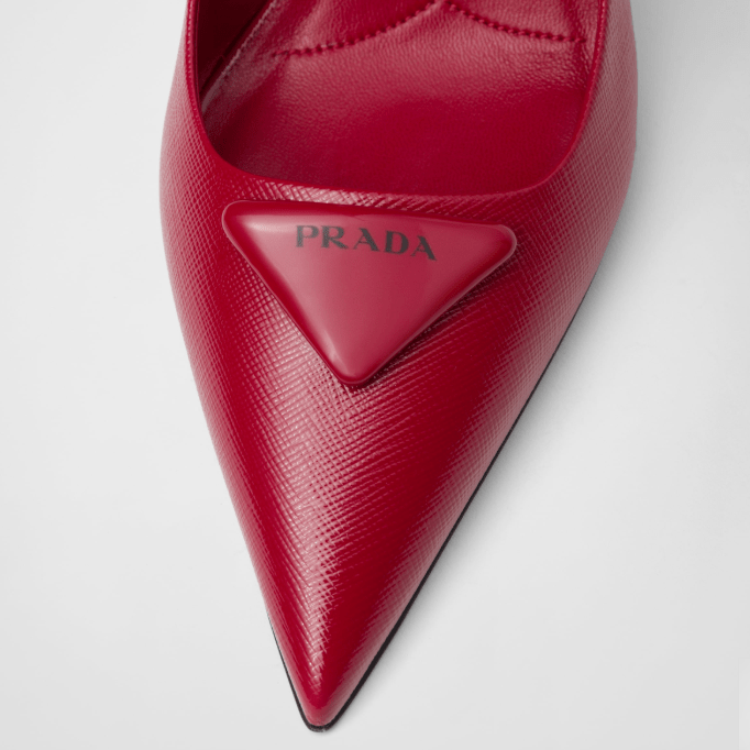 Prada Saffiano Patent Leather Slingback Pumps Cherry Red 75mm 6