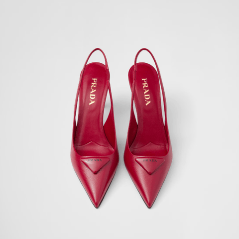 Prada Saffiano Patent Leather Slingback Pumps Cherry Red 75mm - BEAUTY BAR