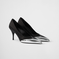 Prada Satin & Metallic Leather Pumps – Black Designer Heels