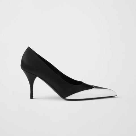 Prada Satin & Metallic Leather Pumps – Black Designer Heels - BEAUTY BAR