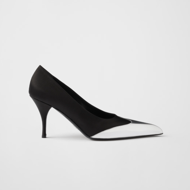Prada Satin & Metallic Leather Pumps – Black Designer Heels 2