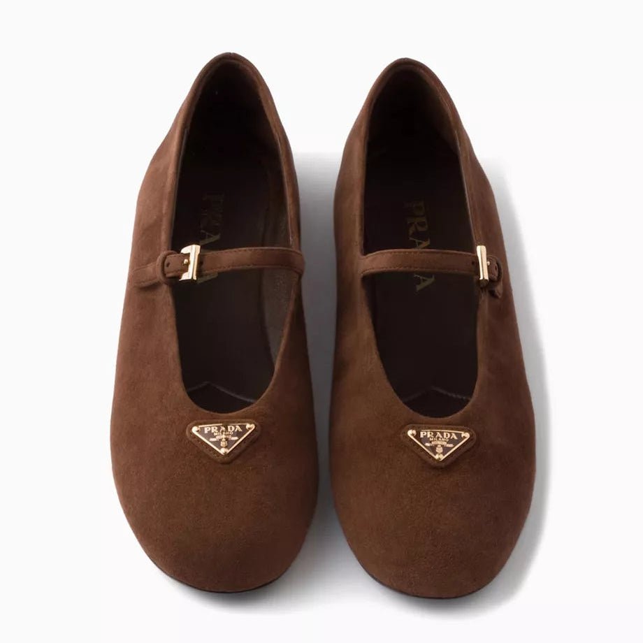 Prada Suede Ballerinas For Women - Brown 2