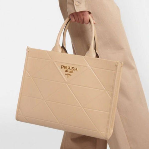Prada Symbole Large Top - Handle Bag Beige - BEAUTY BAR