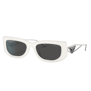Prada Symbole White Frame Sunglasses With Silver Triangle Logo