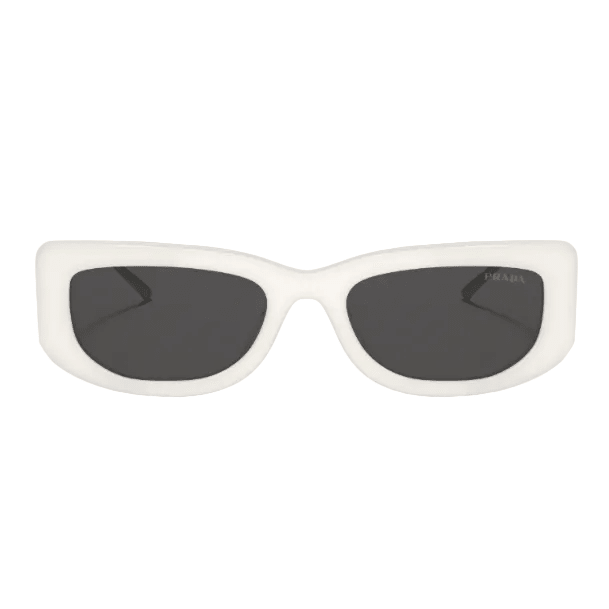 Prada Symbole White Frame Sunglasses With Silver Triangle Logo 2