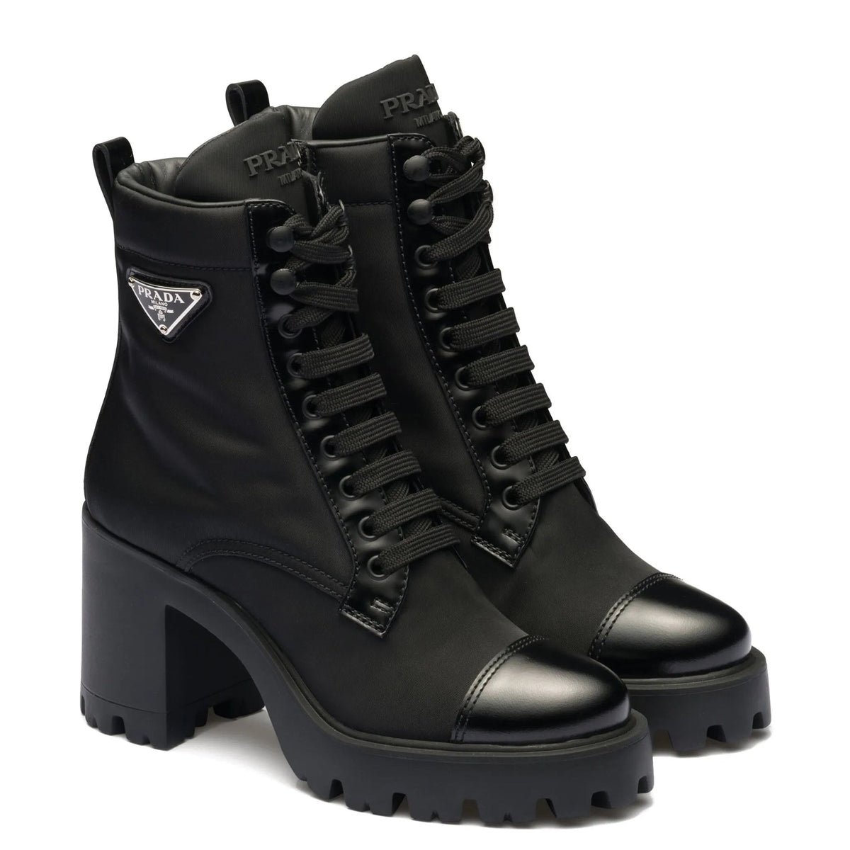 Prada Triangle-Logo Ankle Boots 1