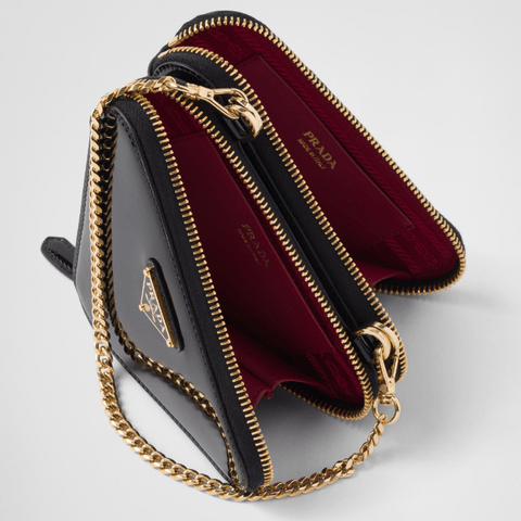 Prada Triangle - Logo Leather Mini Pouch - BEAUTY BAR
