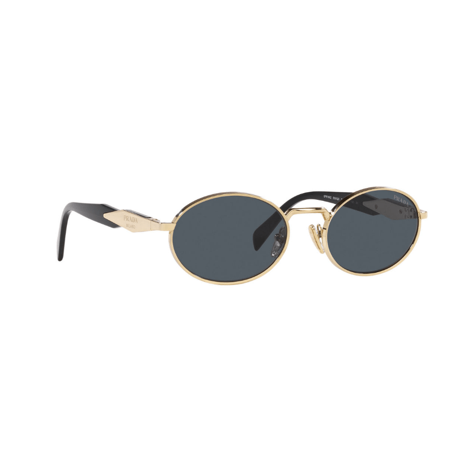 Prada Vintage-Inspired Gold Oval Sunglasses With Black Lenses 2