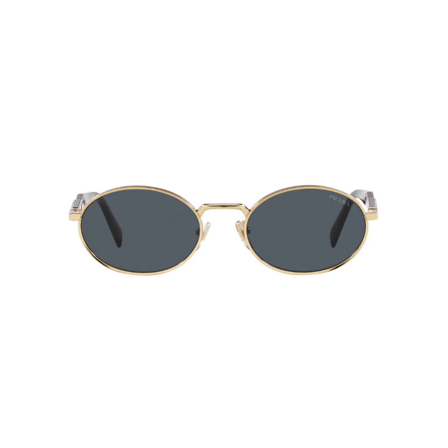 Prada Vintage-Inspired Gold Oval Sunglasses With Black Lenses 1