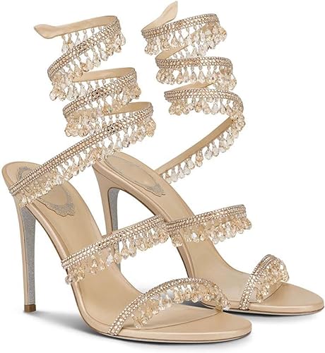 Rene Caovilla Chandelier Sandals in Satin With All Aver Rhinestones - BEAUTY BAR