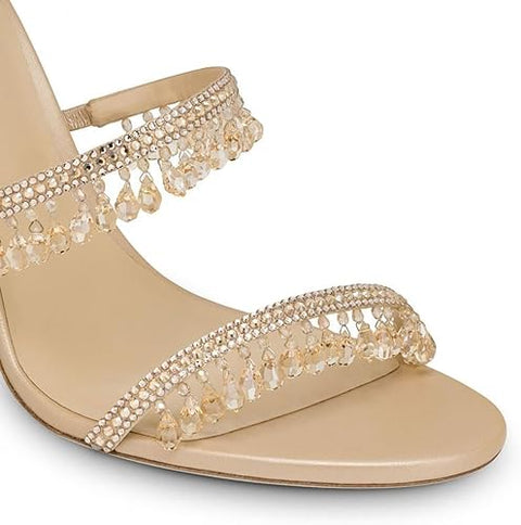 Rene Caovilla Chandelier Sandals in Satin With All Aver Rhinestones - BEAUTY BAR