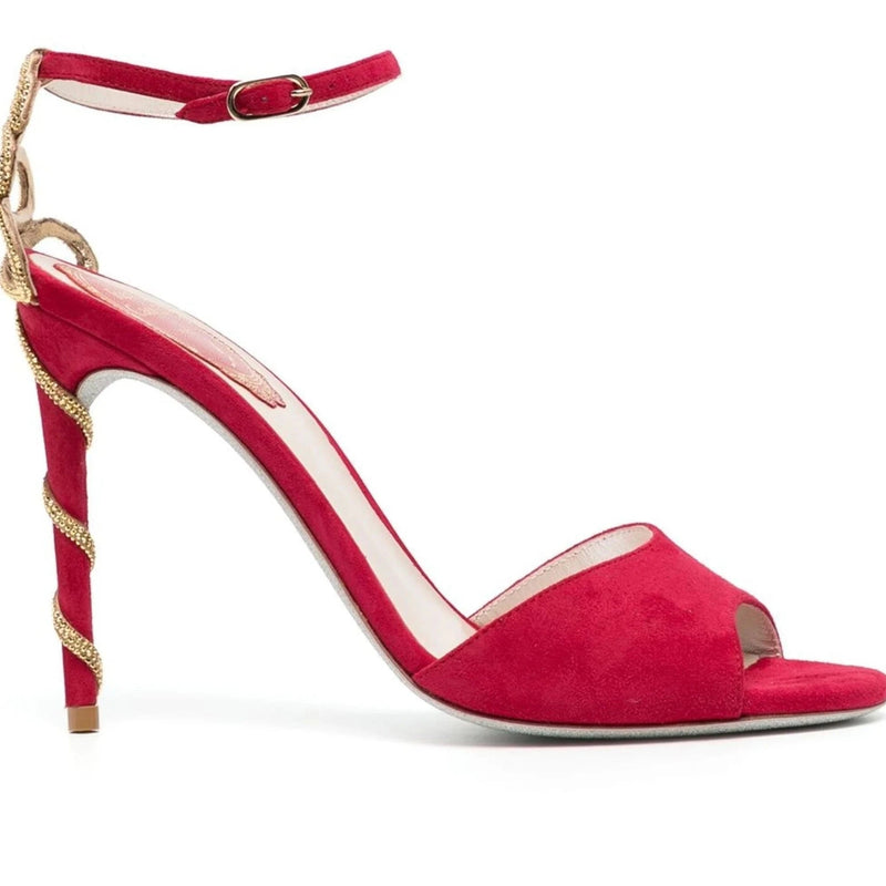 René Caovilla Serpent-Detail 100mm Suede Sandals 3