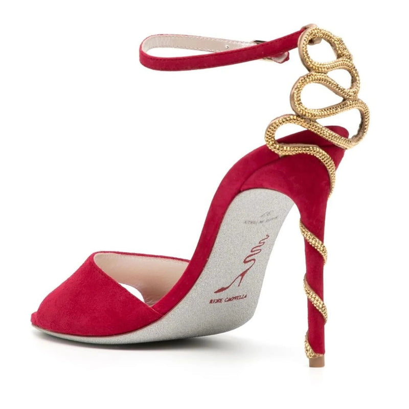 René Caovilla Serpent-Detail 100mm Suede Sandals 2