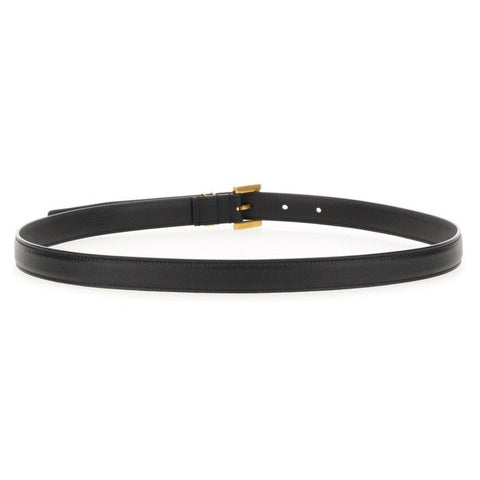 Saint Laurent Monogram Square-Buckle Narrow Belt In Black - BEAUTY BAR