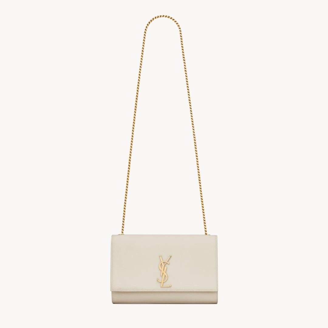 Saint Laurent White Grain De Poudre Monogram Kate Belt Bag 1