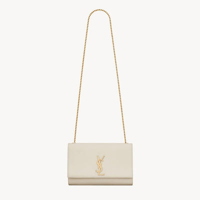 Saint Laurent White Grain De Poudre Monogram Kate Belt Bag