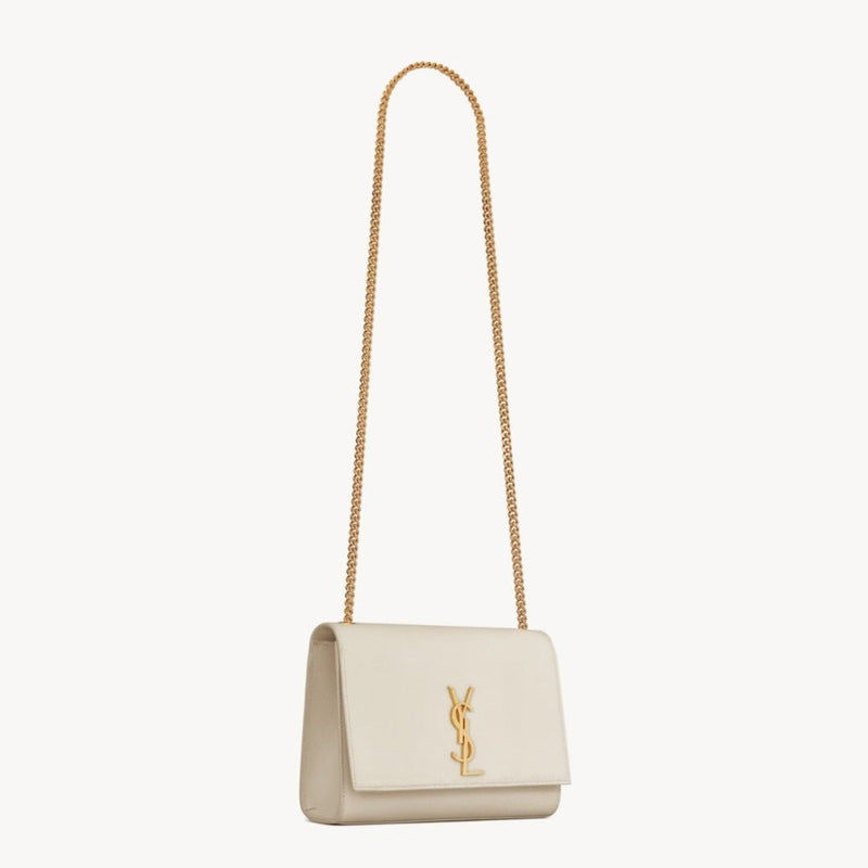 Saint Laurent White Grain De Poudre Monogram Kate Belt Bag 3