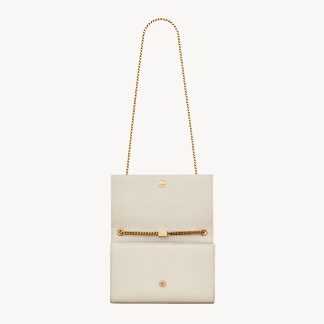 Saint Laurent White Grain De Poudre Monogram Kate Belt Bag 4
