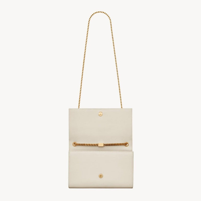 Saint Laurent White Grain De Poudre Monogram Kate Belt Bag 4