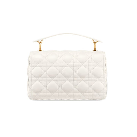 Small Dior Jolie Top Handle Bag White Cannage Calfskin - BEAUTY BAR