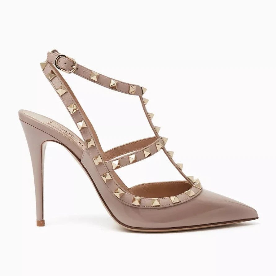 Valentino Beige Patent Leather Rockstud Pumps 4