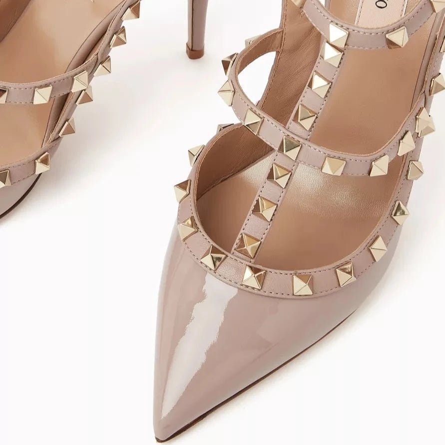 Valentino Beige Patent Leather Rockstud Pumps 3