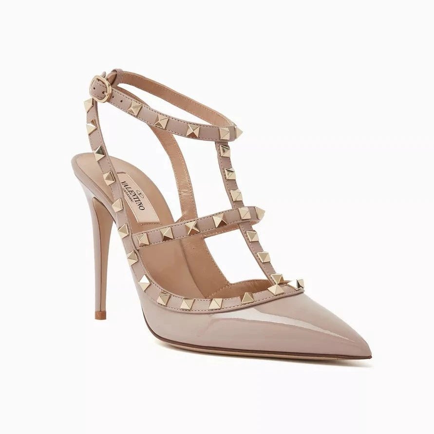 Valentino Beige Patent Leather Rockstud Pumps 1