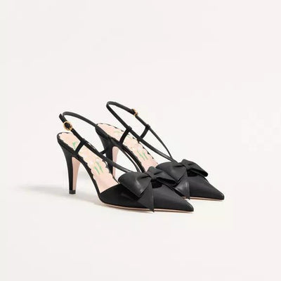 Valentino Bowow Slingback Pumps In Kidskin 85mm - BEAUTY BAR