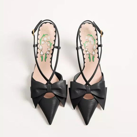 Valentino Bowow Slingback Pumps In Kidskin 85mm - BEAUTY BAR