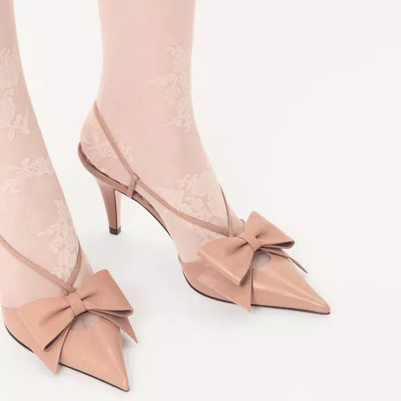 Valentino Bowow Slingback Pumps In Leather 4