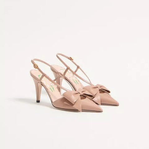 Valentino Bowow Slingback Pumps In Leather - BEAUTY BAR