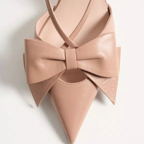 Valentino Bowow Slingback Pumps In Leather - BEAUTY BAR