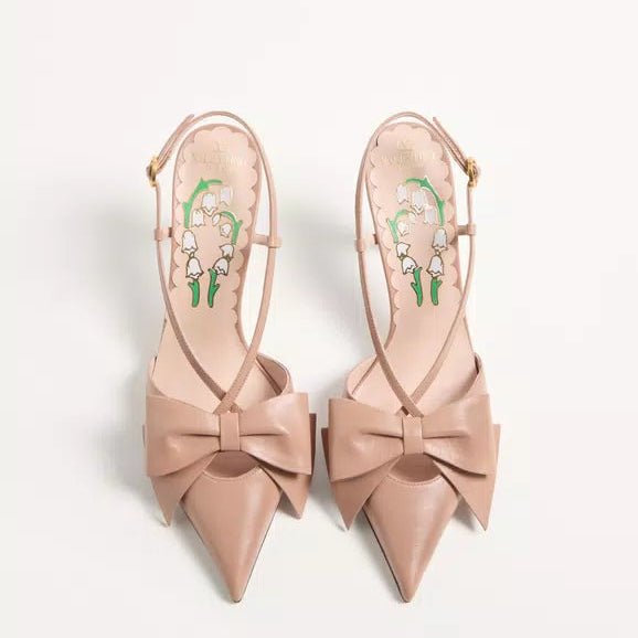 Valentino Bowow Slingback Pumps In Leather 6