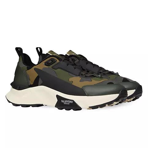 Valentino Garavani Low Top True Act Camouflage Sneakers In Rubberized Fabric