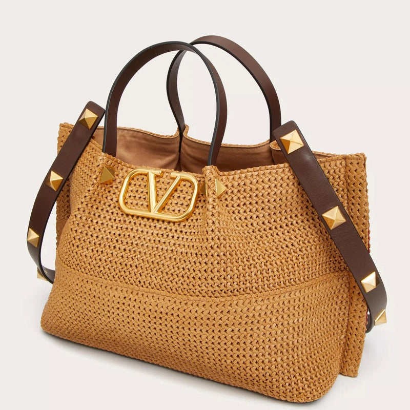 حقيبة تسوق متوسطة الحجم من الرافيا الصناعي من فالنتينو 2