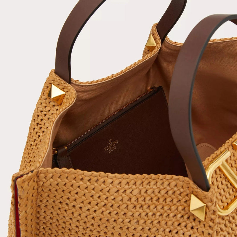 حقيبة تسوق متوسطة الحجم من الرافيا الصناعي من فالنتينو 3