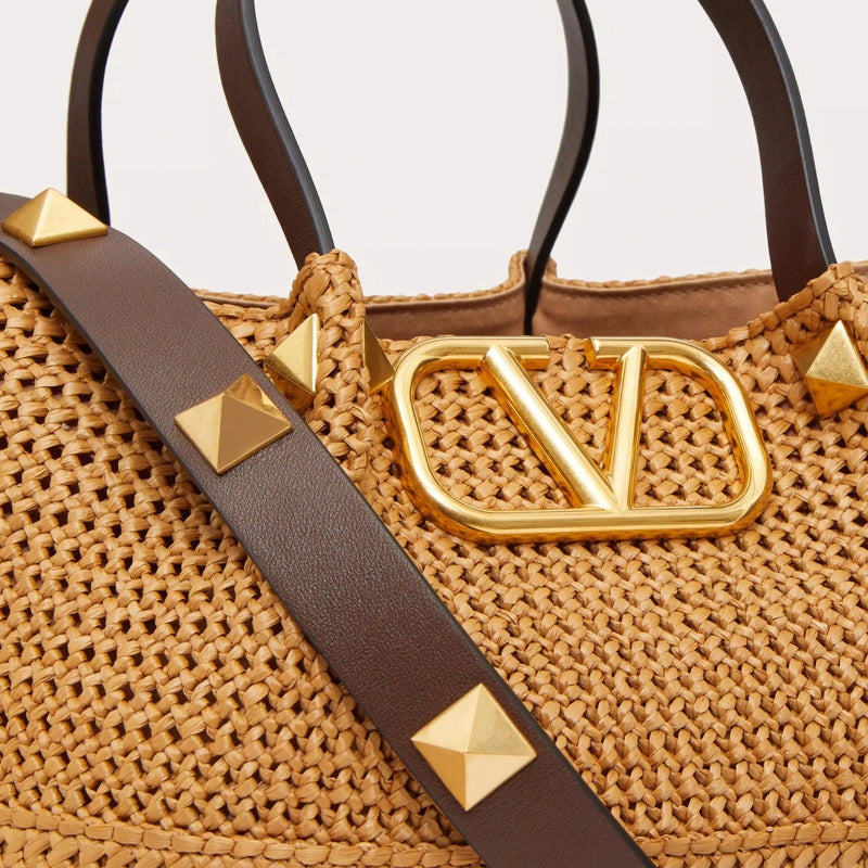 حقيبة تسوق متوسطة الحجم من الرافيا الصناعي من فالنتينو 5