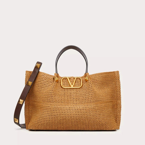 Valentino Garavani Medium Shopping Bag In Synthetic Raffia