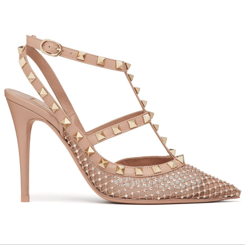 Valentino Garavani Rockstud 100mm Crystal - Embellished Mesh Pumps - BEAUTY BAR