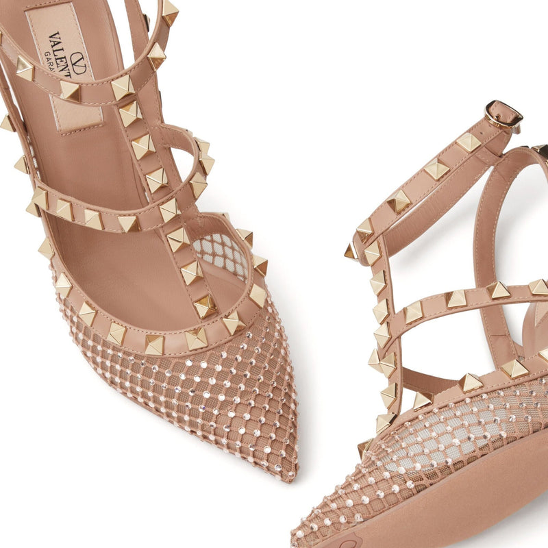 Valentino Garavani Rockstud 100mm Crystal-Embellished Mesh Pumps 4