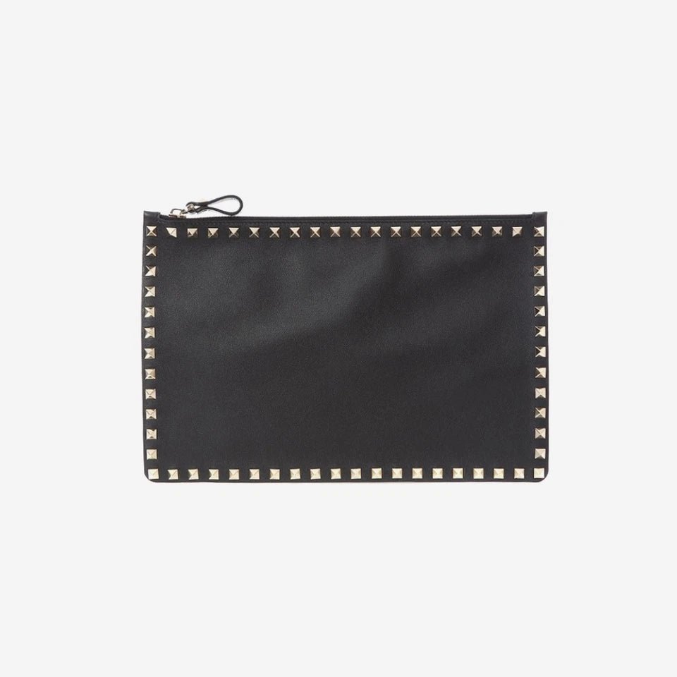 Valentino Garavani Rockstud Large Flat Pouch Bag - Black 1
