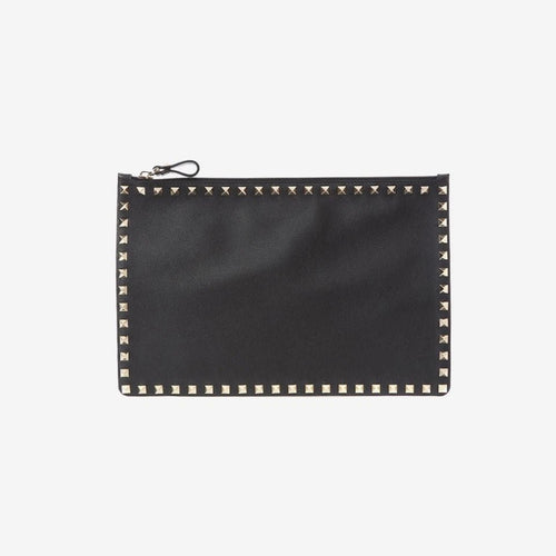 Valentino Garavani Rockstud Large Flat Pouch Bag - Black